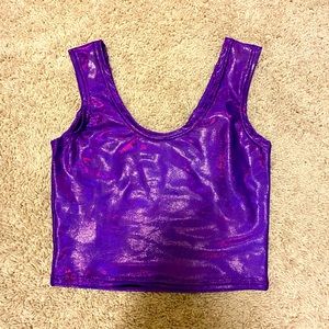 -XXS purple holographic crop tank top